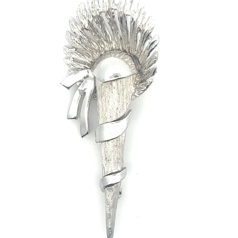 Vintage Signed Ledo Silver Brush Tone Brooch Pin